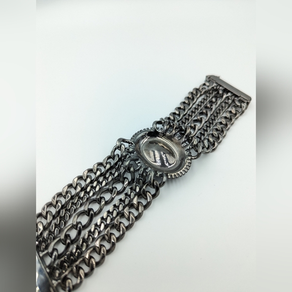 Givenchy Swarovski Crystal Multi Chain Gun Metal Bracelet - Picture 6 of 12